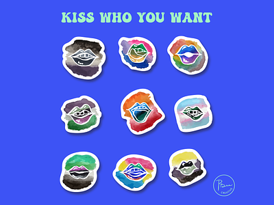 Kiss Who You Want-Pride Stickers design illustration pride pride flags pride month sticker vector