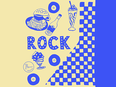 Retro Diner Icons/Illustration- 2 colors burger design diner icon illustration milkshake onion rings restaurant retro sticker vector