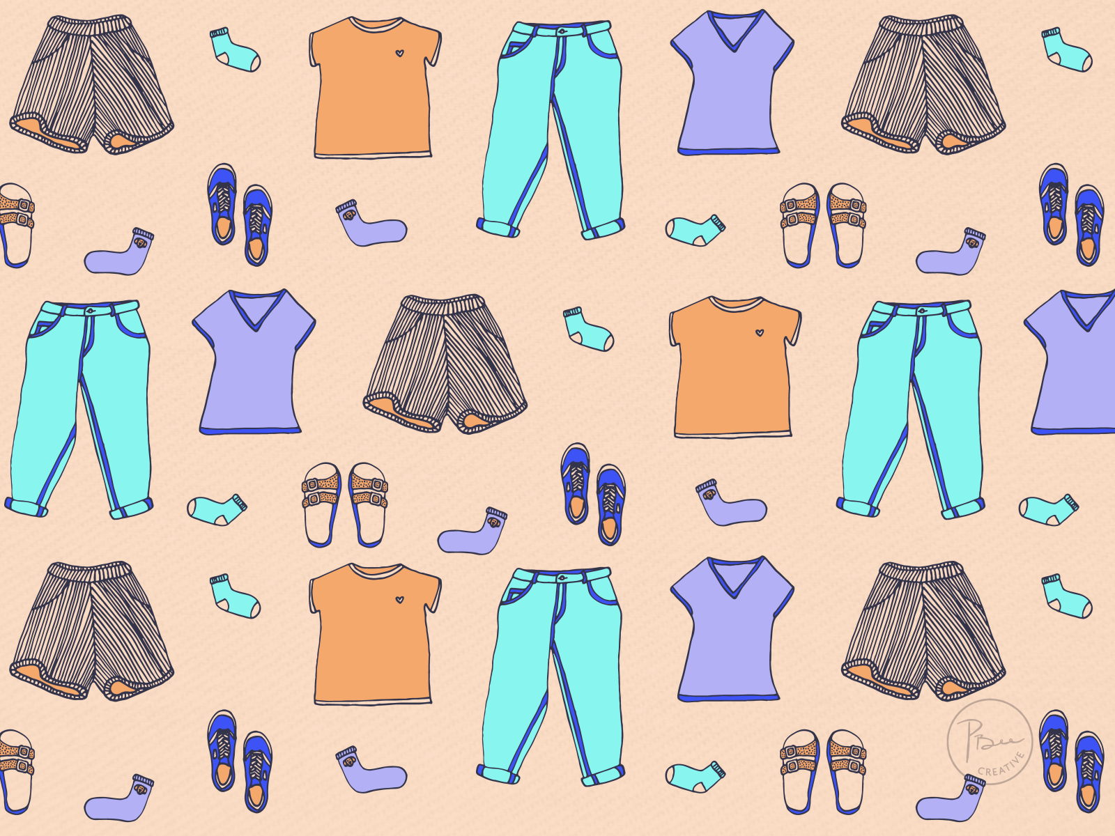 Summer Clothing Pattern by Patricia Burleigh on Dribbble
