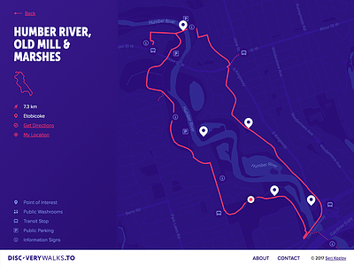 DiscoveryWalks.TO blue clean dark map toronto trail urban walk