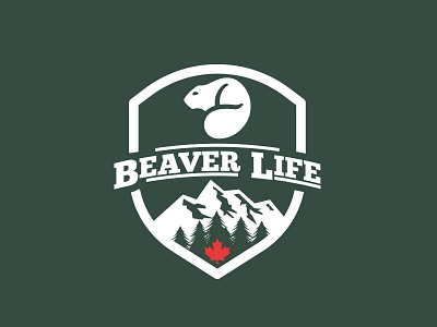 Beaver Life Logo branding canada logodesign maple mountain shield tree