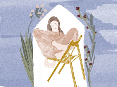 Woman on confination 2 design illustration procreate selfie woman