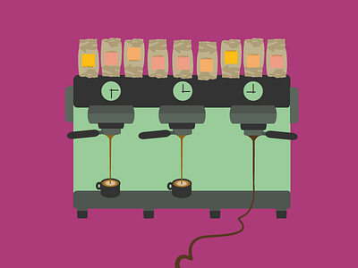 Espresso Machine coffee colors espresso flat vectors