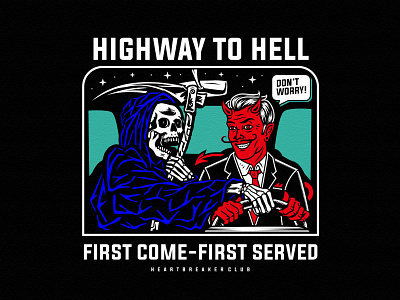 Highway To Hell apparel art artwork clothing design flat graphic illustration logo skull streetwear vector