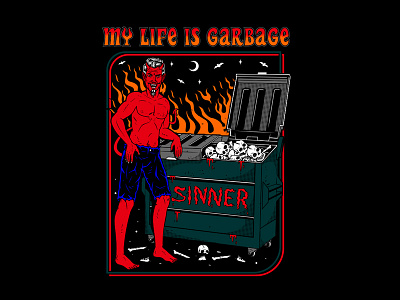 My Life Is Garbage apparel artwork clothing cult design graphic illustration logo satan streetwear vector