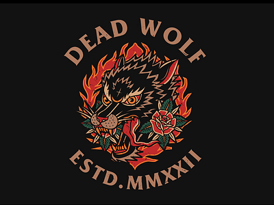 Dead Wolf apparel artwork branding clothing design graphic illustration logo rose streetwear tattoo ui vector wolf