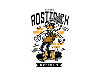 Rostrich apparel cartoon character clothing flat identity logo rat streetwear vector web