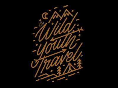 Wild Youth adventure graphic badge lettering logo mountain quote travel typography