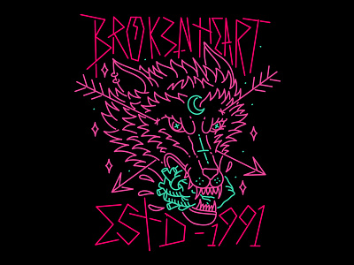 Heart Breaker apparel artwork branding clothing clothing design design graphic identity illustration logo streetwear vector wolf