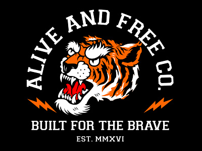 Alive and Free Co. apparel artwork branding clothing design flat graphic identity illustration streetwear tiger