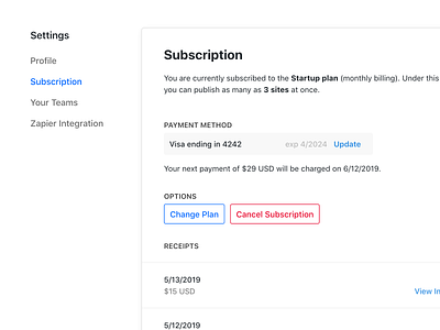 Settings Dashboard