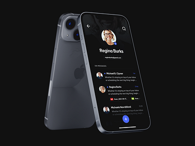 Maily E-mail Messaging dark ios messaging messenger mobile mockup ui