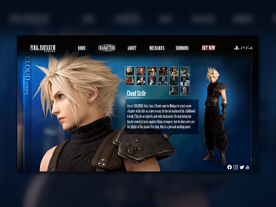 Final Fantasy VII-Redesign concept design ffvii final fantasy 7 photoshop ui webdesign