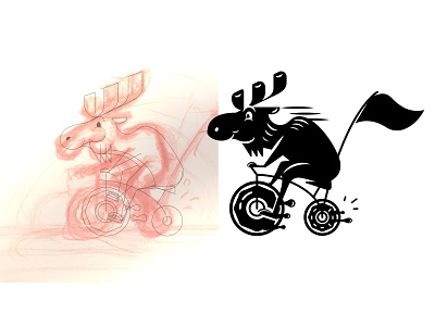 Tricycle Moose adobe illustration illustrator moose process sketch tricycle vector