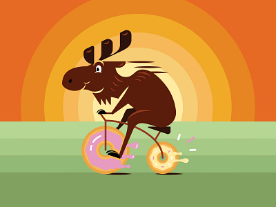 Tricycle Moose Cont. colors doughnut illustration moose tricycle vector
