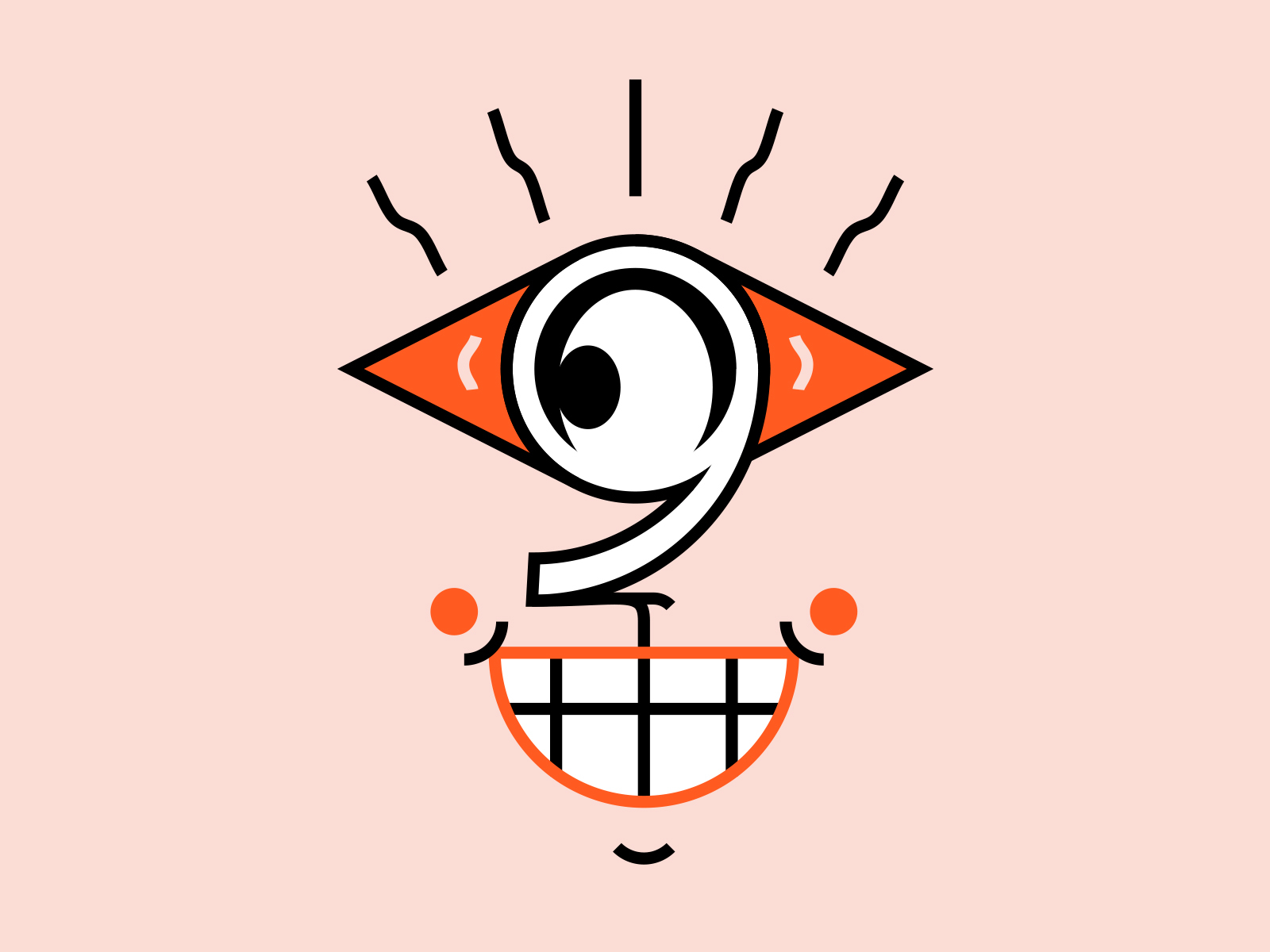 Meet the 9s 9 design eye face illustration nine number silly type vector