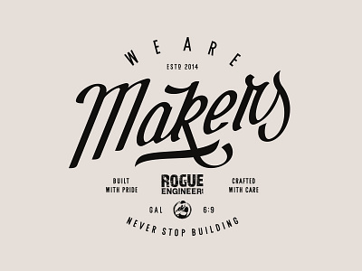 We are Makers apparel brand development custom diy hand drawn ink lettering script typography