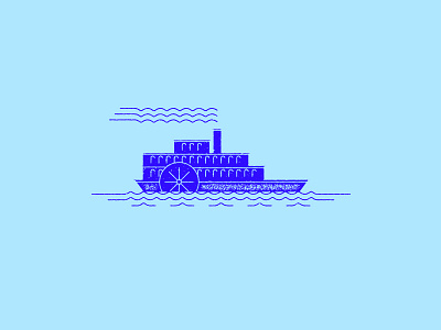 Riverboat boat icon illustration river sketch water