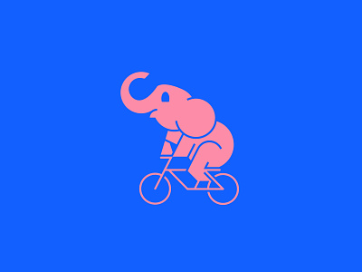 Pink Elephant bicycle cycle elephant fun happy icon illustration vector