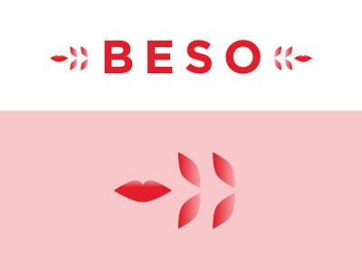 Beso beso gradient icon kiss leaf mark simple type vector