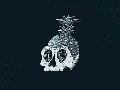 Death Stare caribbean hand drawn illustration illustration art lines linework pineapple shading skull texture vector