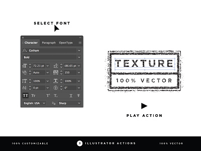 New Product | Vector Stamped Texture action add on adobe branding design effect font illustrator ink postage stamp stamped texture type typography ui ux vector