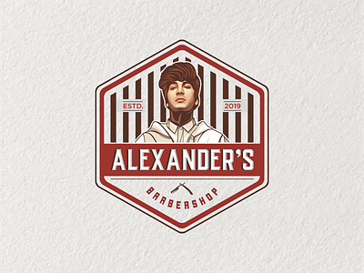 ALEXANDER'S BARBERSHOP LOGO barbers barbershop barbershop logo branding design logo logo design vintage vintage logo