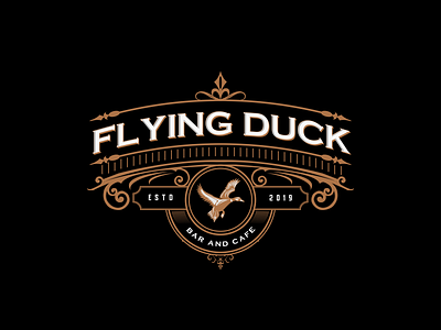 flying duck logo bar branding caffe logo logo design luxury logo vintage vintage logo