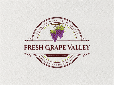 FRESH GRAPE VALLEY LOGO branding design logo logo design luxury logo vintage vintage logo wine wine logo