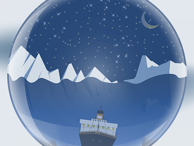 The sunken Titanic and icebergs in the balloon adobeillustrator balloon iceberg iceland illustration moon ocean stars titanic vector vector art water