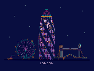 London Gherkin architecture city cityscape gherkin illustration london london bridge london eye thames vector