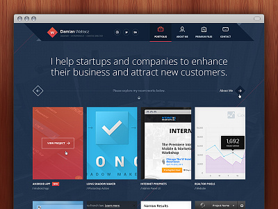 New Portfolio #1 — Home Page arrow blue dark hover icons menu orange portfolio red redesign website