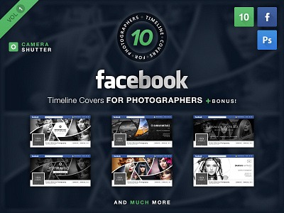 Facebook Covers For Photographers Vol 1 badge camera cover facebook facebook image logo photographers photography profile image ribbon shutter timeline