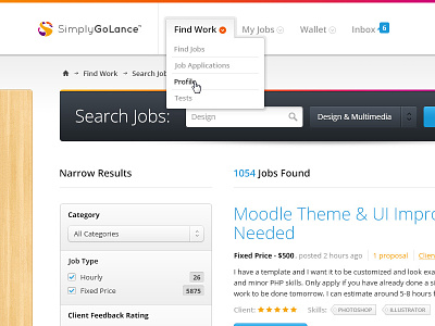Job List, Categories admin panel ui category drop down menu form input job notification search select sidebar star wood