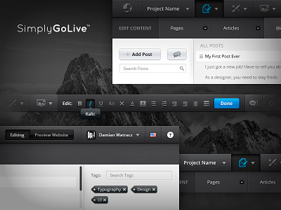 Admin Panel — Menu New Ideas admin button drop down edit interface manage menu mountain panel search tags ui