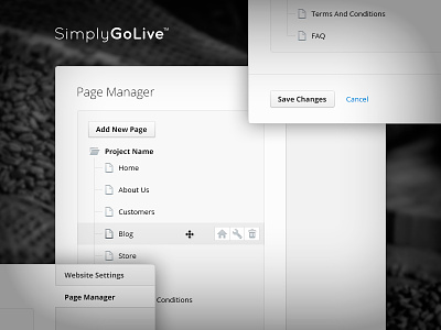 Admin Panel — Page Manager content edit home icons interface manage page pages panel settings ui
