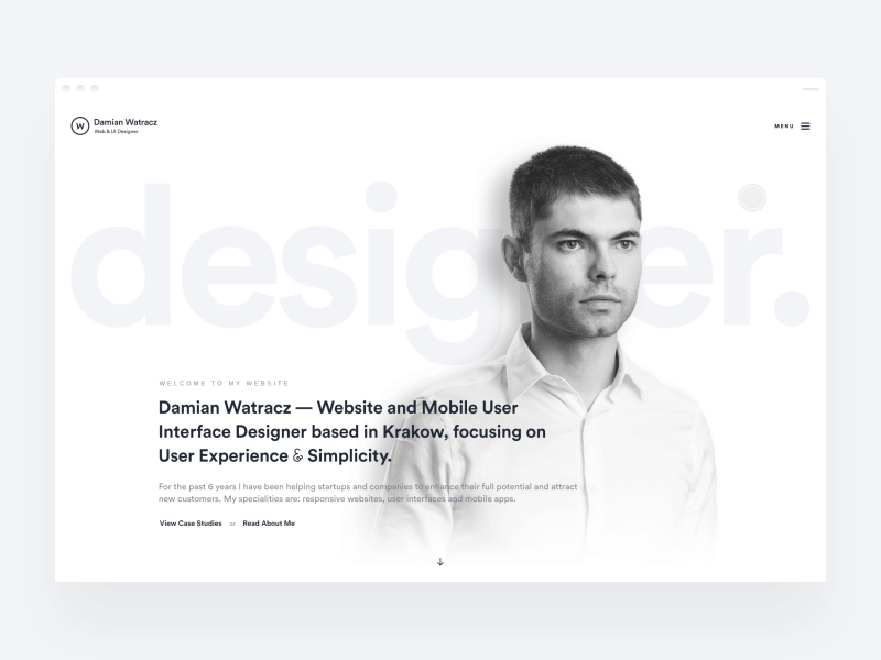 New Portfolio — Home Page Menu Animation animation clean design gif home interaction menu minimal portfolio typography video website