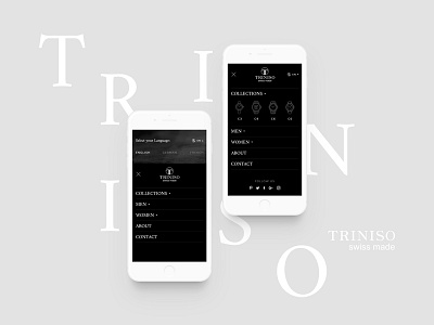 Triniso — Mobile Menu clean design hamburger interface language menu minimal mobile responsive rwd typography website