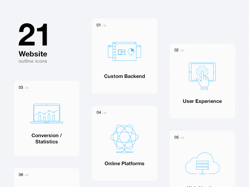 Cloudtec — Outline Icons backend conversion experience icon icons interface set statistics swiss ui web website