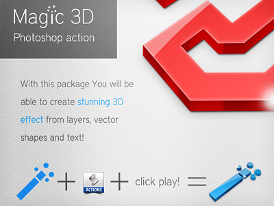 Freebie — Magic 3D Photoshop Action 3d action damian download free freebie invent group photoshop shape watracz