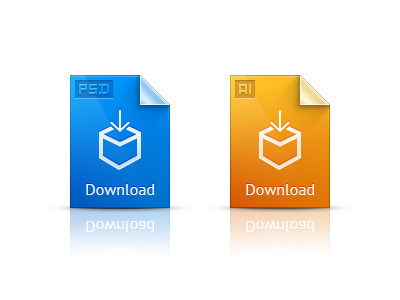 Download Icons ai blue box download file file icon filetype filetype icon orange package psd reflection shadow yellow