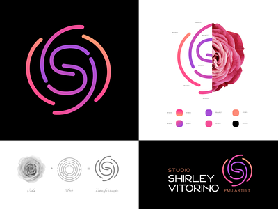 Identidade | Studio Shirley Vitorino | PMU Artist brand identity branding color corporate identity design flower logo pmu studio