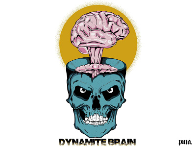 Skull Dynamite brain adobe illustrator adobephotoshop brain design illustration local print prints skull art tee design texture vector