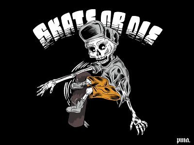 Skate or die adobeillustator apparel illustration local print prints skull art tee design texture vector