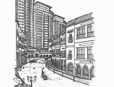 Sketch 3 architecture design drawing gift illustration inkpen picture sketch urban