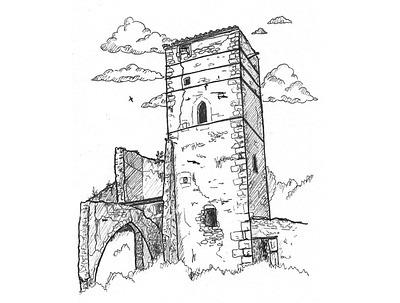 Mas del Cusidó Stronghold architecture drawing hand drawn handdrawn illustration inkpen old picture sketch