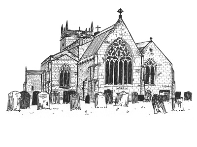 All Saints Church, Sudbury, Derbyshire (UK) architecture artwork cemetery church dibujo drawing handdrawing handdrawn illustration inkpen picture sketch