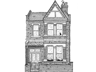 London house architecture artwork bricks drawing illustration inkpen london sketch