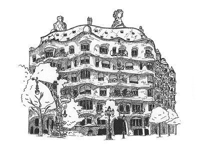 La Pedrera, Barcelona architecture barcelona drawing gaudí illustration inkpen modernism sketch sketching