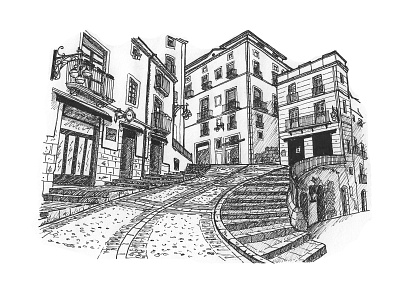 Baixada de la Misericòrdia, Tarragona architecture artwork drawing illustration inkpen sketch sketching street tarragona